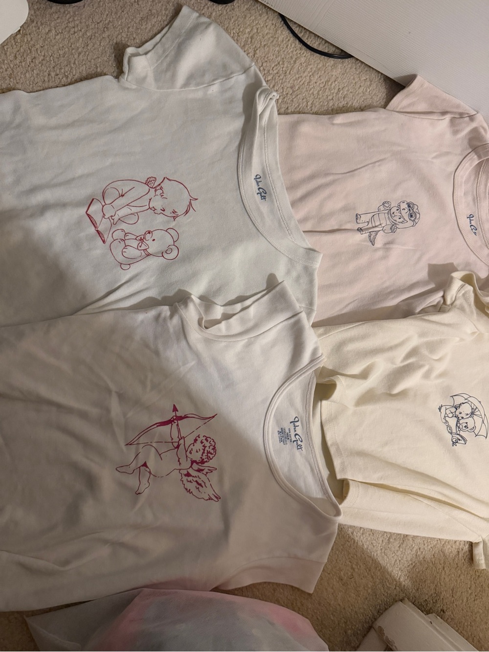 Brandy Melville White Cotton Baby & Angle Tee Bundle Lot of 4 - Picture 2 of 6